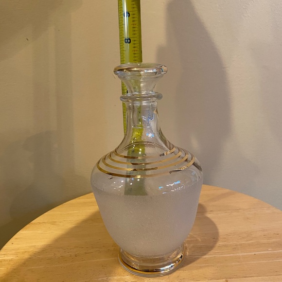 Unk Dining Decanter Frosted Glass Gold Trimming 7 Tall Poshmark